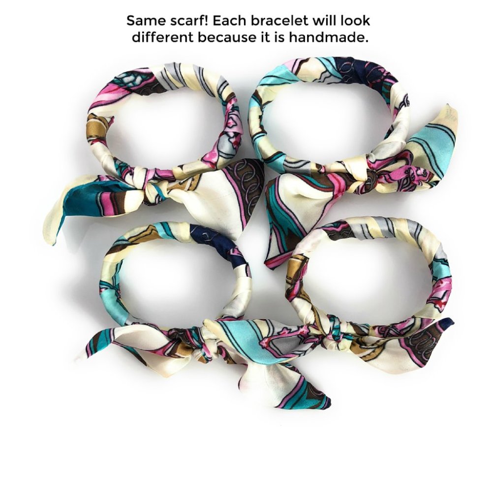 BOHO Bangle Bracelet Handmade Bow Tie Ribbon - Picture 3 of 5